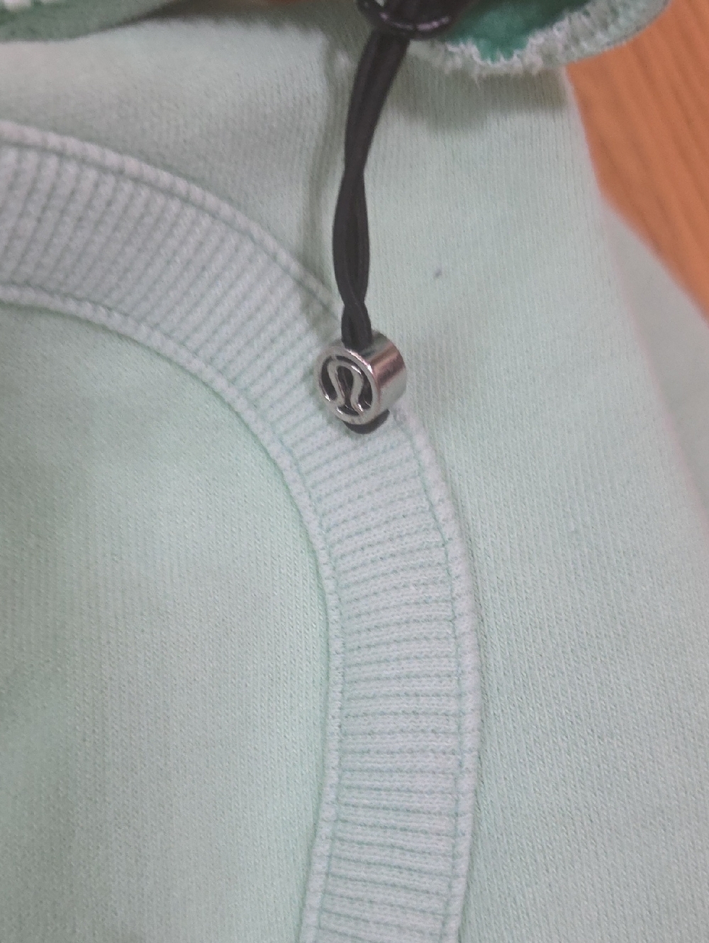 Superthick, Fleece Lined Lululemon  Mint Green Hooded Jacket with Striped Trim - Picture 3 of 6
